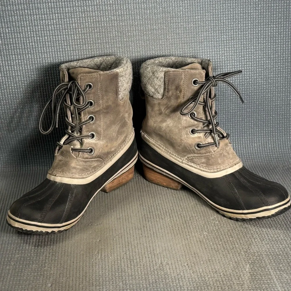 Sorel‎ Women's Slimpack Lace II Winter Boots Gray/Black Size 10
